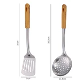 Kalın Paslanmaz Çelik Mutfak Gereçleri - Spatula ve Kevgir (Model 2) - 1