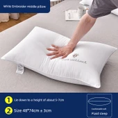Polyester Elyaf Yastık - Beyaz Arı Desenli Orta Yastık - Tek - 1