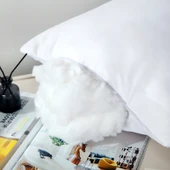 Polyester Elyaf Yastık - Beyaz Alçak Yastık - Çift - 5