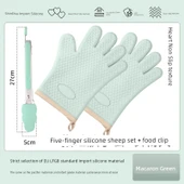 Isıya Dayanıklı Mutfak Fırın Eldiveni ve Maşa - Makaron Yeşil - 1