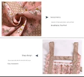 Çiçek Desenli Kanvas Mutfak Önlüğü - El Silme - Mavi thumbnail 12