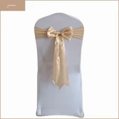 Elastik Sandalye Arkası Çiçekli Düğün Kurdelesi Bandajı Otel Ziyafet Sandalye Dekorasyonu - Gül Kırmızısı thumbnail 4