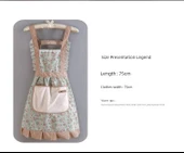 Çiçek Desenli Kanvas Mutfak Önlüğü - El Silme - Mavi thumbnail 8