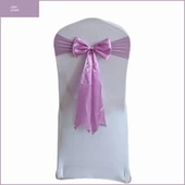 Elastik Sandalye Arkası Çiçekli Düğün Kurdelesi Bandajı Otel Ziyafet Sandalye Dekorasyonu - Gül Kırmızısı thumbnail 5