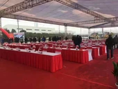 Elastik Sandalye Arkası Çiçekli Düğün Kurdelesi Bandajı Otel Ziyafet Sandalye Dekorasyonu - Gül Kırmızısı thumbnail 7