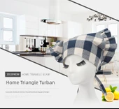 Yağa Dayanıklı Mutfak Önlüğü Seti - Üçgen Türban, Çiçek Desenli, Büyük Dantel, Lacivert thumbnail 6