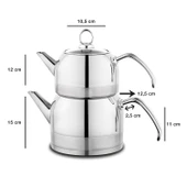 Schafer Ada Metal Çaydanlık Takımı Büyük Boy 4 Parça-Inox - 2