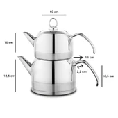 Schafer Ada Metal Çaydanlık Takımı Orta Boy 4 Parça-Inox - 3