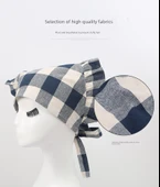 Yağa Dayanıklı Mutfak Önlüğü Seti - Üçgen Türban, Çiçek Desenli, Büyük Dantel, Lacivert thumbnail 9