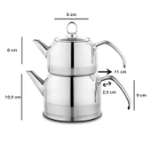 Schafer Ada Metal Çaydanlık Takımı (Küçük) 4 Parça-Inox - 1