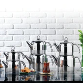 Schafer Ada Metal Çaydanlık Takımı Büyük Boy 4 Parça-Inox - 1