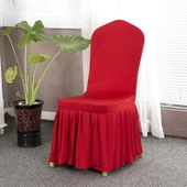 Elastik Otel Yemek Sandalyesi Kılıfı - Koyu Kırmızı (Kalınlaştırılmış) - 1