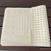 Kaymaz Kauçuk Banyo Paspası - 56x35cm - Ahşap Desenli Bej - 3