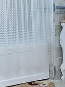 Duş Perdesi Seti - 120x200cm - Yarı Saydam Desenli - 70-120cm Teleskopik Çubuklu - 1