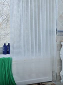 Duş Perdesi Seti - 120x200cm - Yarı Saydam Desenli - 70-120cm Teleskopik Çubuklu - 5