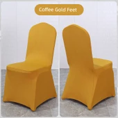 Elastik Sandalye Kılıfı - Kahve Altın Ayaklı - 1