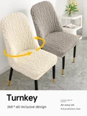 Esnek Sandalye Kılıfı - Koyu Gri - 4 Adet - 3