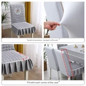 Şönil Sandalye Örtüsü - Çin Tarzı Flanel Mavi Geyik - 150x200cm Masa Örtüsü - 4