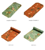 Çiçek Desenli Çift Taraflı Jakarlı Masa Runner - Genç Çiçekler - 30x250 cm - 9