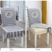 Şönil Sandalye Örtüsü - Çin Tarzı Flanel Gri - 130x180cm Masa Örtüsü - 6