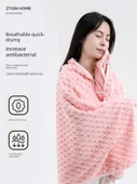 Mercan Kadife Banyo Havlusu - Beyaz ve Pembe - 70x140cm - Süper Emici - 2