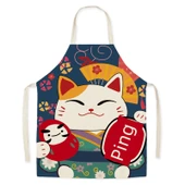 Ukiyo-E Desenli Kedi Mutfak Önlüğü - Yetişkin - W88804 - 5