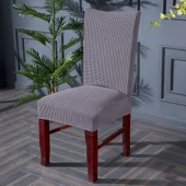 Elastik Kalınlaştırılmış Sandalye Kılıfı - Kahverengi - Standart Boyut - 4