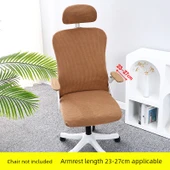 Ofis Koltuğu Kılıfı - Universal Elastik - 5 Parça - Kahverengi (Kolçak 23-27 cm) - 1