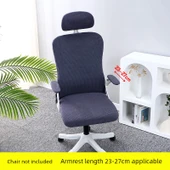 Ofis Koltuğu Kılıfı - Universal Elastik - 5 Parça - Koyu Gri (Kolçak 23-27 cm) - 1