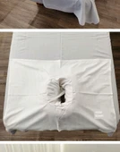 Güzellik Salonu Yatak Örtüsü Seti - Beyaz - Delikli Havlu 75*45cm - 10