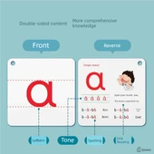 Pinyin Öğrenme Kartları - [2 Parça Set] 70 pinyin kartı + pinyin noktalı okuma sesli kitabı - 5