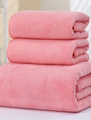 Mercan Polar Banyo Havlu Seti - Pirinç Benekli Beyaz (Banyo Havlusu + 2 Havlu) - 4