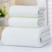 Mercan Polar Banyo Havlu Seti - Pirinç Benekli Beyaz (Banyo Havlusu + 2 Havlu) - 1