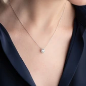 Vaoov 925 Ayar Gümüş Pırlanta Montürlü Tektaş Kolye thumbnail 5