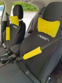 Peluş Ortopedik Araba Seyahat Boyun Yastığı Emniyet Kemer Pedi Seti Sarı - 4