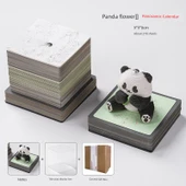 3D Kağıt Oyma Not Takvimi - Panda Çiçek Takvimi Kutulu thumbnail 1