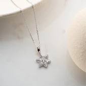 Vaoov 925 Ayar Gümüş Damla Taşlı Çiçek Kolye thumbnail 2