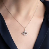 Vaoov 925 Ayar Gümüş Yelpaze Kolye thumbnail 5