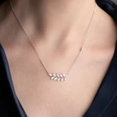 Vaoov 925 Ayar Gümüş Taşlı Başak Kolye thumbnail 4