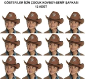 Kovboy Şerif Şapkası Kahve 12 Adet - Kostüm, Parti Ve Gösteri Şapkası - 1