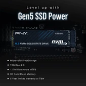 PNY CS2150 2TB  10200/8500 NVMe PCIe Gen5x4 M.2 SSD M280CS2150-2TB-TB - 5
