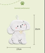 Ekstra Büyük Kalın Mercan Polar Dans Eden Beyaz Yavru Köpek El Havlusu 170x210x200mm - 9