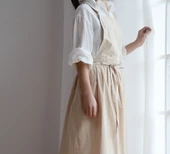 Askılı Fransız Stil Pamuklu Mutfak Önlüğü - Pembe Etekli (Model 2) - 4