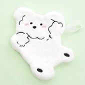 Ekstra Büyük Kalın Mercan Polar Dans Eden Beyaz Yavru Köpek El Havlusu 170x210x200mm - 1