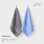 Antibakteriyel Pamuklu Kare El Havlusu 3'lü Set - İş Kül Rengi + Açık Mavi thumbnail 1