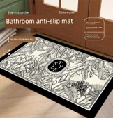 Fransız Retro Diatomit Kaymaz Paspas - Çiçekli Brokar - 50x80cm thumbnail 7