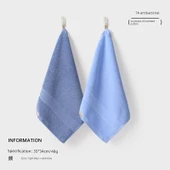 Antibakteriyel Pamuklu Kare El Havlusu 3'lü Set - Koyu Mavi + Açık Mavi thumbnail 1