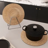 Yağa Dayanıklı PVC Tabak Altlığı - Bambu Kaçış Desenli - 20cm - 1