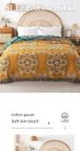 Pamuklu Nordic Stil Turuncu Çiçekli Püsküllü Kanepe Örtüsü/Yazlık Battaniye - 150x200cm - 9