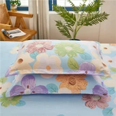 Pamuk Yastık Kılıfı 48x74 cm - Koyu Pembe (Güzel Çiçekler Çift) thumbnail 2